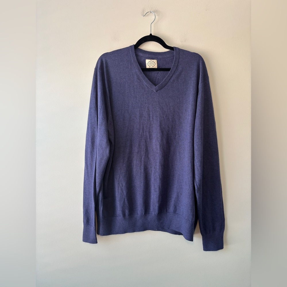 St John’s Bay Sweater Men’s Blue V Neck Long Sleeve Cotton Blend Size XXL